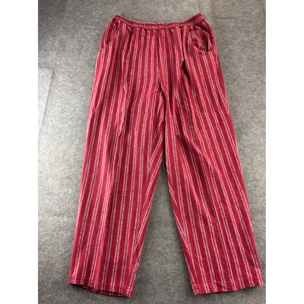 Silk Note Plus Exchange Red White Striped Raw Silk Wide Leg Pants Womens 22W